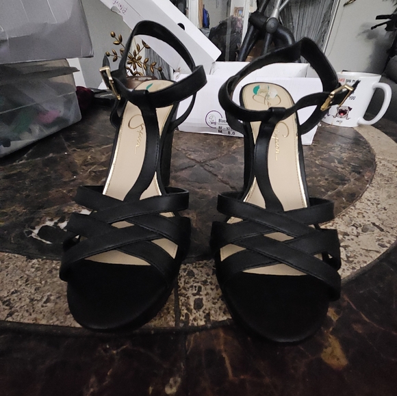 Jessica Simpson Black Strappy Platform Wedge SZ 8 NEW - Picture 2 of 9